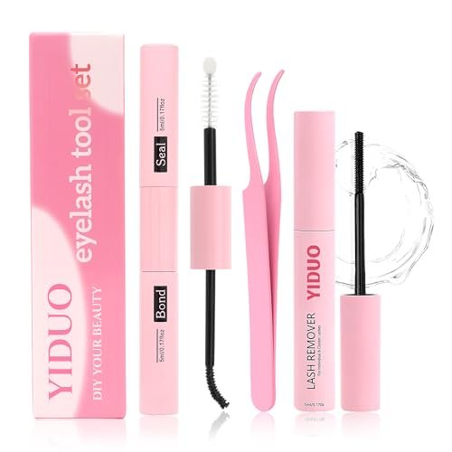 YIDUO Bond and Seal 4 in 1 Long Lasting Cluster Lash Glue Tool Kit for DIY Eyelash Extensions Waterproof Strong Hold Cluster